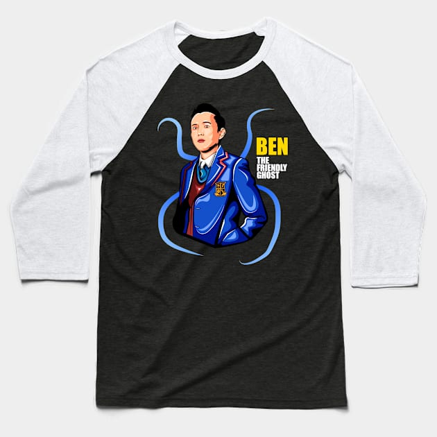 Ben The Friendly Ghost Baseball T-Shirt by happymonday